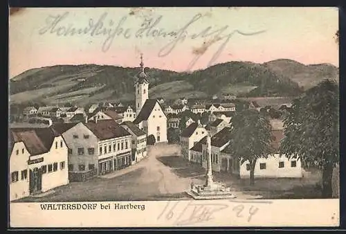 AK Bad Waltersdorf, Teilansicht mit Kirche