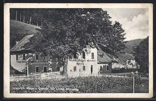 AK Mürzsteg, Blick auf Heinrich Mayers Gasthof zur Linde