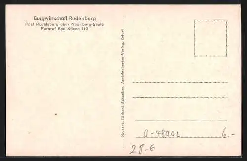 Künstler-AK Rudelsburg über Naumburg-Saale, Burgwirtschaft Rudelsburg, Doppel-Hochzeit, Kriemhild und Siefried