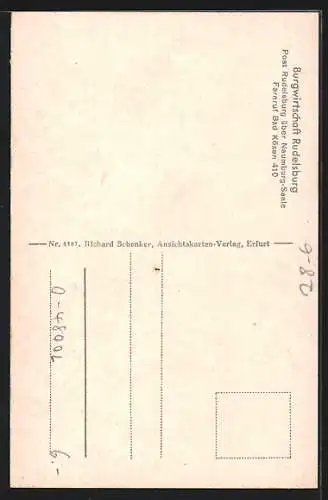 AK Rudelsburg, Gemälde im Rittersaal, Rüdiger von Cechlaren und König Etzer