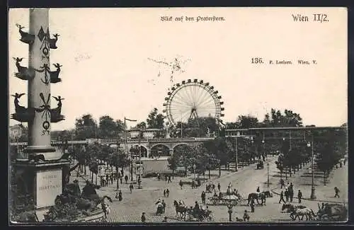 AK Wien, Wiener Prater, Blick auf den Praterstern mit Riesenrad