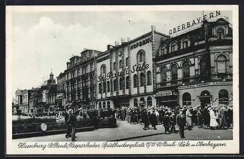 AK Hamburg-St. Pauli, Reeperbahn-Spielbudenplatz 11 /15, Gasthäuser St. Pauli-Säle und Oberbayern