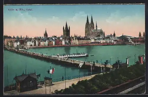 AK Köln, Blick über den Rhein auf den Dom