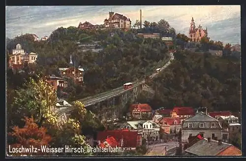 AK Loschwitz-Weisser Hirsch, Drahtseilbahn mit Luisenhof