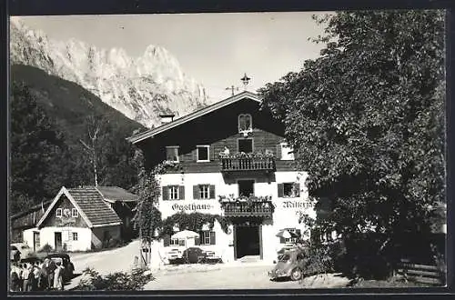 AK Gasteig bei Kirchdorf, Gasthaus Mitterjager im Sonnenschein, VW Käfer