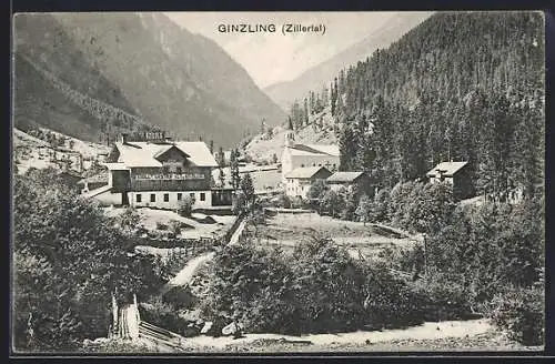 AK Ginzling, Teilansicht mit Gasthof Alt Ginzling