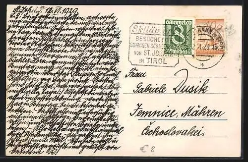 AK St. Johann in Tirol, Speckbacherstrasse mit Gasthof Post & Tankstelle