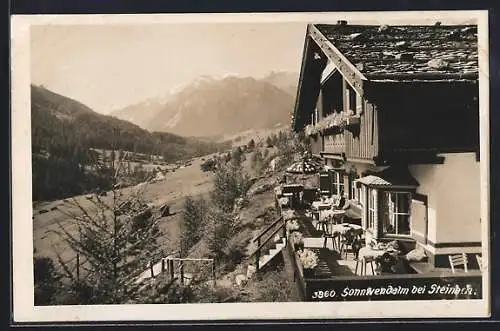 AK Steinach, Gasthaus Sonnwendalm mit Blick ins Tal