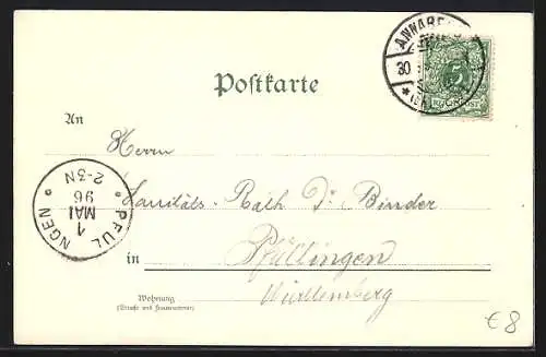 Lithographie Annaberg / Erzg., Markt, Adam Ries-Denkmal und Barbara Ottmann Denkmal