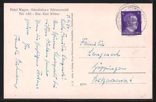 AK Ottenhöfen, Hotel Wagen