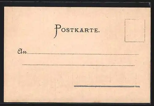 Lithographie Kempten / Allgäu, Totalansicht mit Rathaus