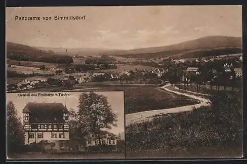 AK Simmelsdorf, Schloss d. Freiherrn v. Tucher, Panorama