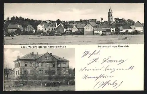 AK Ramstein / Pfalz, Bayr. Vereinslazarett, Teilansicht mit Kirche