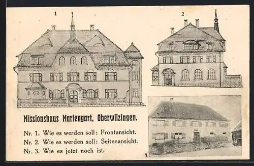 AK Oberwilzingen, Missionshaus Mariengart mit Baustein