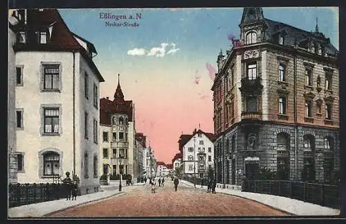 AK Esslingen a. N., Blick in Neckar-Strasse