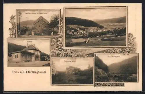 AK Ederbringhausen, Gasthof zum Bahnhof, Bahnhof von der Gleisseite