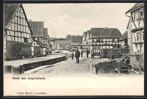 AK Angersbach / Lauterbach, Strassenpartie mit Fachwerkhäusern