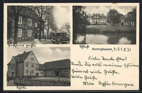 AK Herringhausen, Gasthaus Fahle, Schloss, Schule