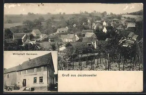 AK Jacobsweiler, Gasthaus Germann, Ortsansicht aus der Vogelschau