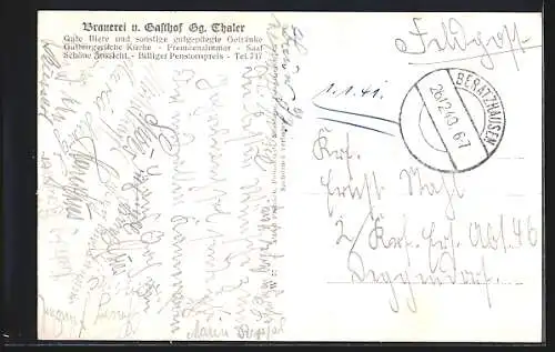 AK Beratzhausen /Bayrische Ostmark, Gasthof Gg. Thaler, Ortsansicht, Hoher Felsen und Schwarze Lava