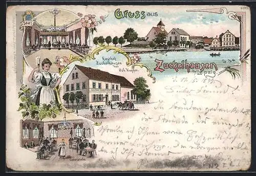 Lithographie Zuckelhausen b. Leipzig, Gasthof von Rob. Kupfer