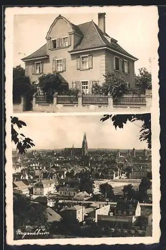 AK Regensburg, Villa von der Strasse aus, Ortsansicht mit Firmengelände aus der Vogelschau