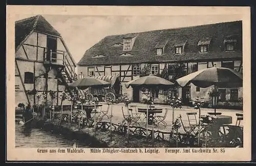 AK Zöbigker-Gautzsch b. Leizig, Blick auf Waldcafé zur Mühle