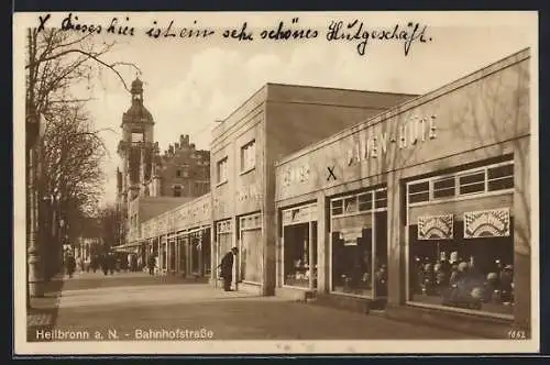 AK Heilbronn a. N., Mode-Geschäfte in der Bahnhofstrasse