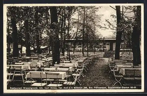 AK Berlin-Plötzensee, Restaurant Wiesengrund, Inh. Carl Weise, Saatwinkler Damm 68-69