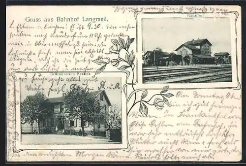 AK Langmeil, Bahnhof und Restaurant Franck