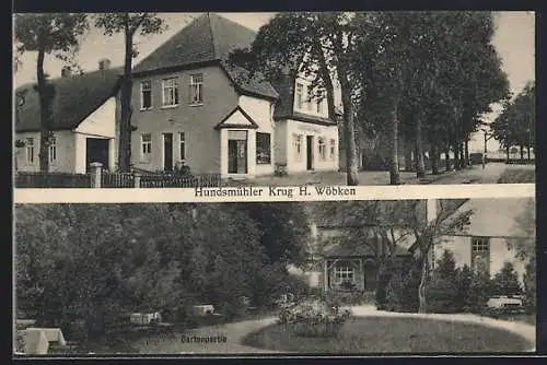 AK Oldenburg / Oldenburg, Gasthaus Hundsmühler Krug, Bes. H. Wöbken, Gartenpartie