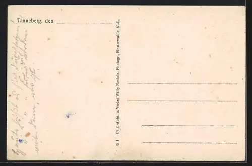 AK Tanneberg / N.L., Gasthaus, Schule mit Gefallenen-Denkmal, Ortspartie