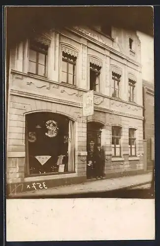 Foto-AK Lippstadt, Geschäft von Wilhelm Mütherich, Verkauf von Singer Nähmaschinen