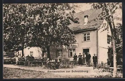 AK Öhningen, Restaurant zur Schrotzburg mit Gästen