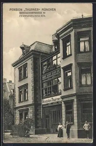 AK München, Pension Thurner in der Schellingstrasse 41