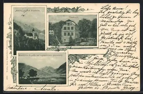 AK Pusarnitz, Gradnitzer Gasthof, Hohenburg, Magdalens Kapelle am Lurnfeld