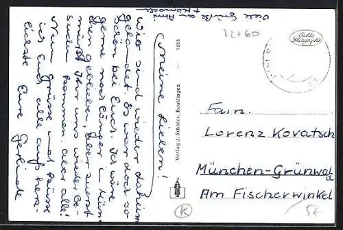 AK Reutlingen, Schwimmbad im Bauhaus-Stil, Technikum für Textilindustrie