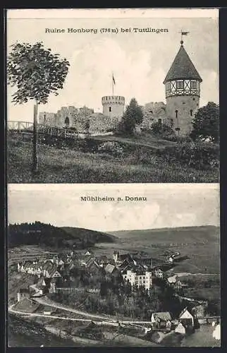 AK Mühlheim / Donau, Ruine Honburg, Ortsansicht