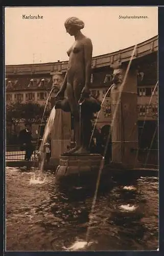 AK Karlsruhe, der Stephansbrunnen