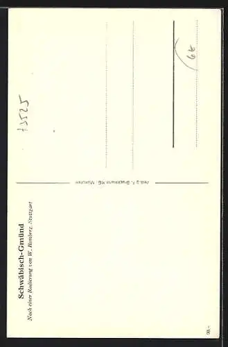 Künstler-AK Schwäbisch-Gmünd, Strassenpartie mit Buchhandlung Joerg