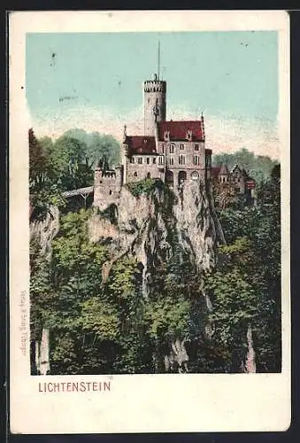 Künstler-AK Lichtenstein / Echaztal, Burg und Umgebung