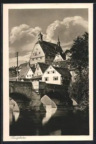 AK Besigheim, Ortspartie mit Brücke