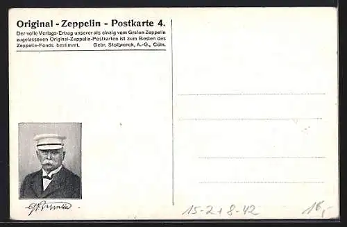 Künstler-AK Mannheim, Teilansicht mit Dampfer und Zeppelin, Reklame für Stollwerck Kakao