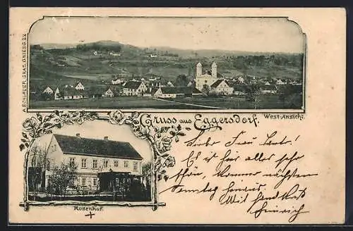 AK Eggersdorf bei Graz, Gasthaus Rosenhof und West-Ansicht