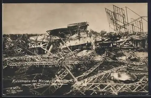 AK Trümmer des Zeppelin Marineluftschiff L II nach der Katastrophe 1913