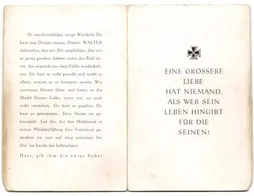 Sterbebild Walter Streibich (1920-1941), Gefreiter Gebrigsjäger-Rgt., gefallen am 5. Juli 1944 beim Übergang der Liza