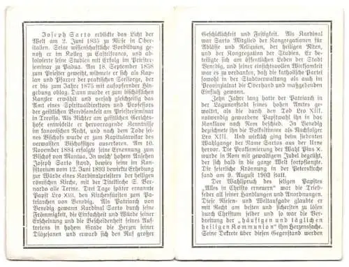 Sterbebild Josef Sarto Papst Pius X, gestorben am 20. August 1914