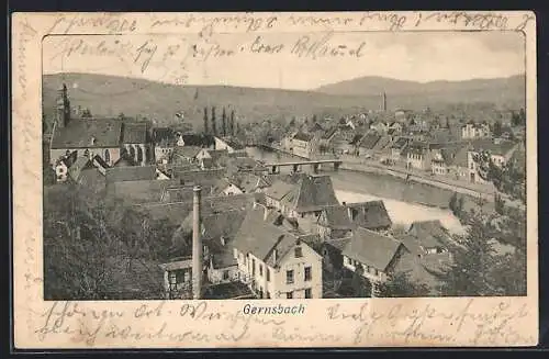 AK Gernsbach, Teilansicht mit Kirche