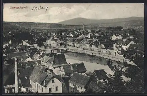 AK Gernsbach, Teilansicht des Ortes