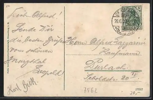 AK Gernsbach, Teilansicht des Ortes